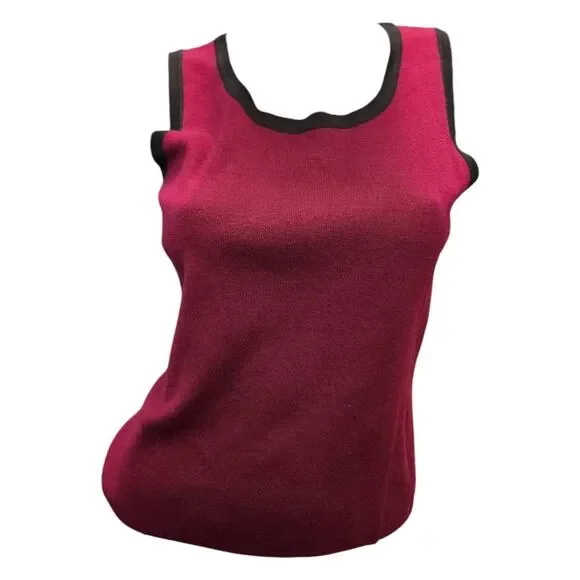 Geoffrey Beene Red Silk Blend Sweater Set Size Medium - Picture 3 of 6